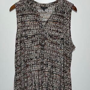 Ava & Grace Women's Multicolor Animal Print Half Button Sleeveless Blouse Sz 1X